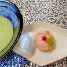 抹茶と朝顔の練り切り