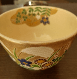 秋の野ススキ、桔梗、月をイメージしたお茶碗