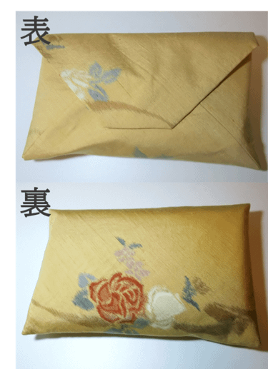 自作の数寄屋袋、表裏