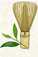 背景付茶筅＆茶葉イラスト